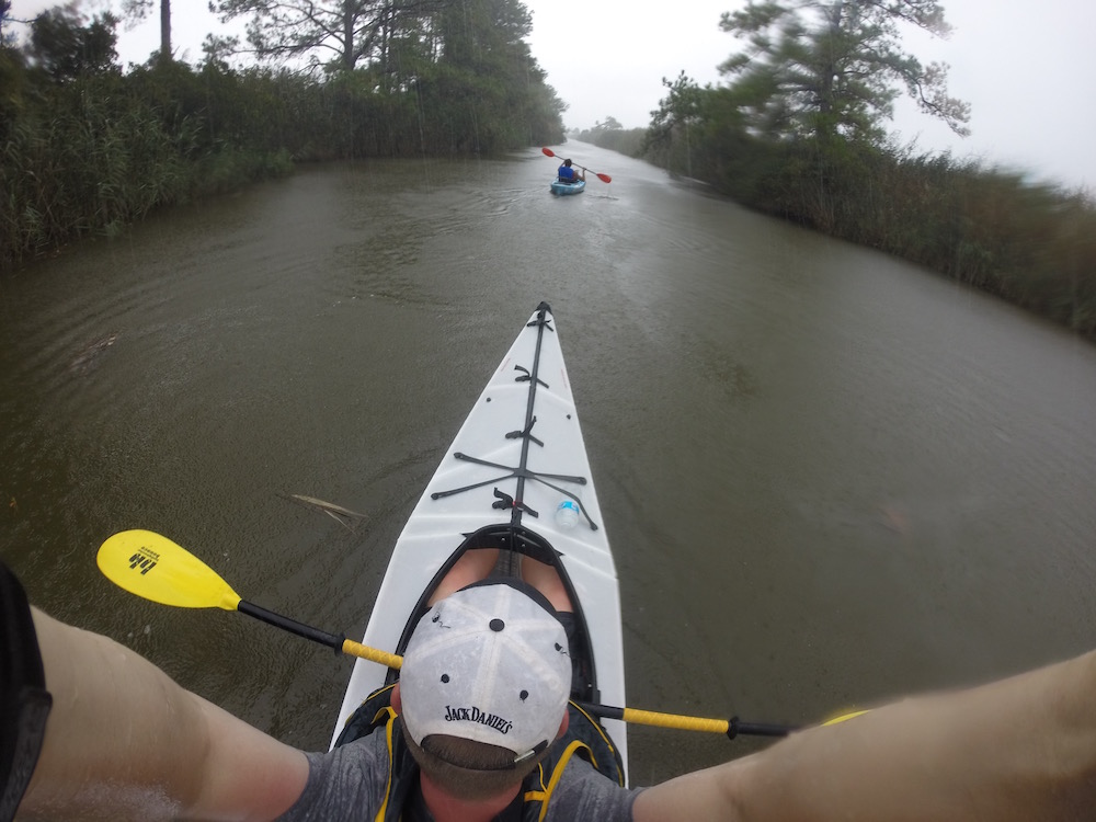Kayaking in the rain in Back Bay