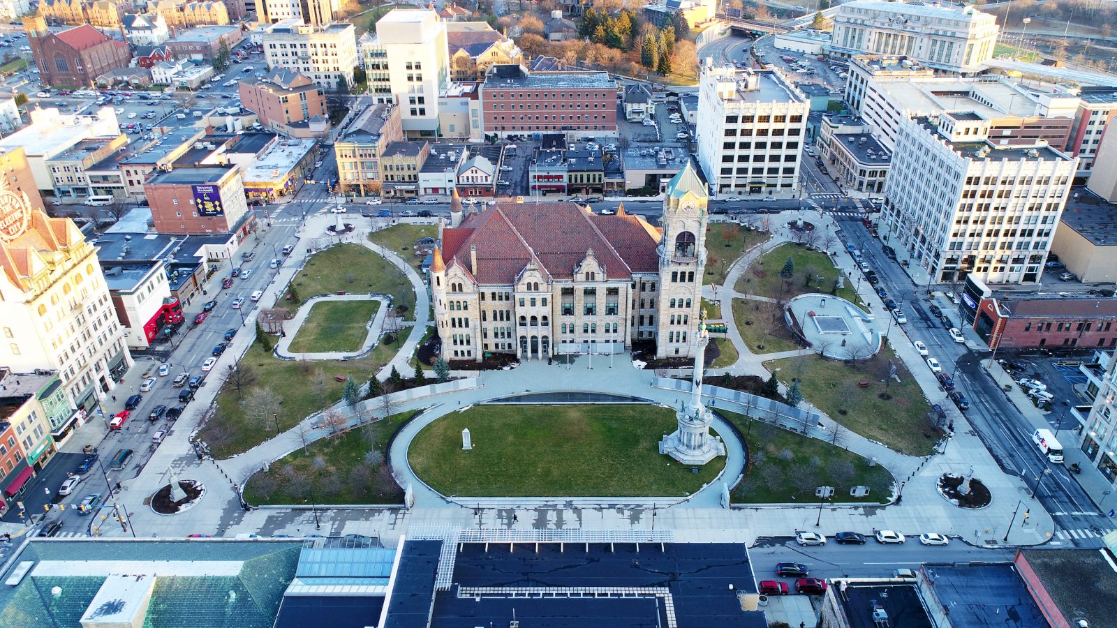 The Lackawanna County Courthouse seen from above
