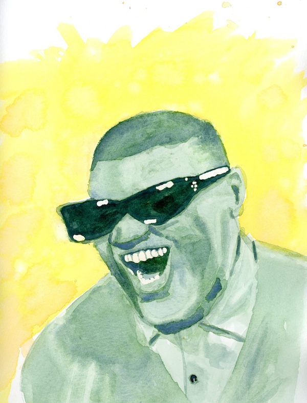 Watercolor portrait of Ray Charles, October 2010