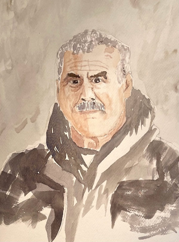 Watercolor portrait of William Chickillo, June 2021