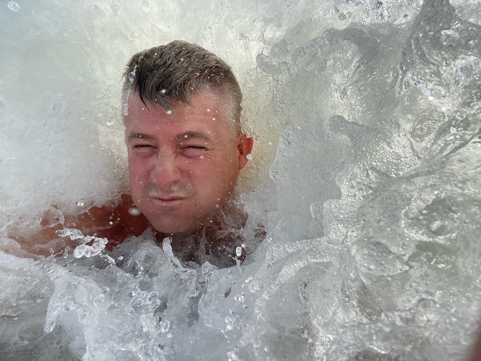 Me, being swallowed by an ocean wave.