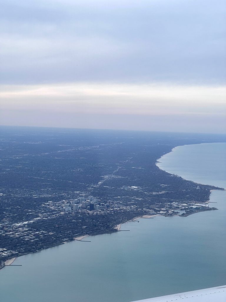 Aerial of Lake Michigan shoreline