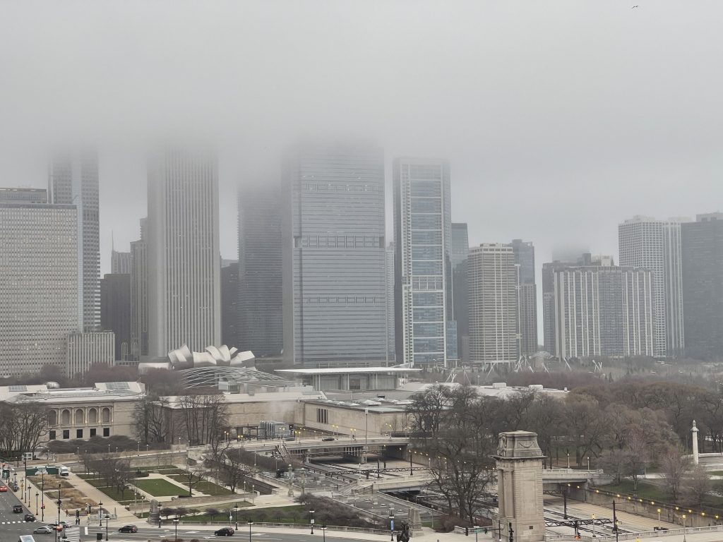 Foggy downtown Chicago