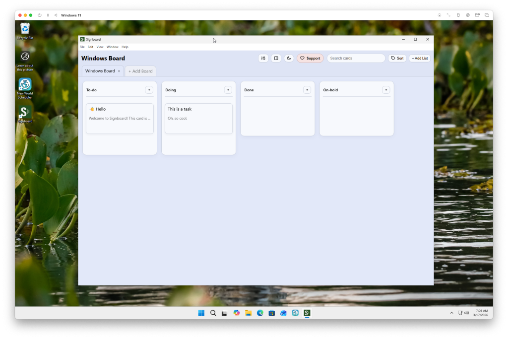 Signboard running on Windows 11.